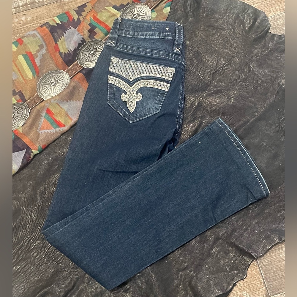 Rock Revival Darker Wash Klarry Bootcut Bing Bedazzled Jeans 25